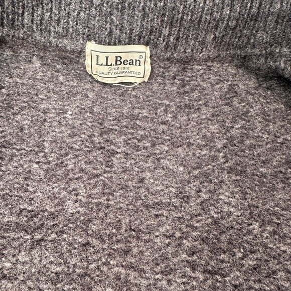 LL Bean Wool Zip Up Cardigan Sweater Men Pockets Long Sleeve Gray - Picture 12 of 16
